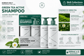 AMOS Professional Green Tea Active Shampoo 2-Pack 16.9 fl oz / 500mL – Scalp Care & Deep Cleansing Shampoo Made in Korea