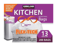 Kirkland Signature Flex-Tech Drawstring Trash Bags | Kitchen & Outdoor Garbage Bags | Multiple Sizes & Scents