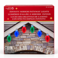 Infinity Mirror Pathway Lights, 6-Piece Set, 468 Steady-On LEDs, 15 FT, Red Green Blue Christmas Decorations, Hanging or Ground Stake, Indoor/Outdoor