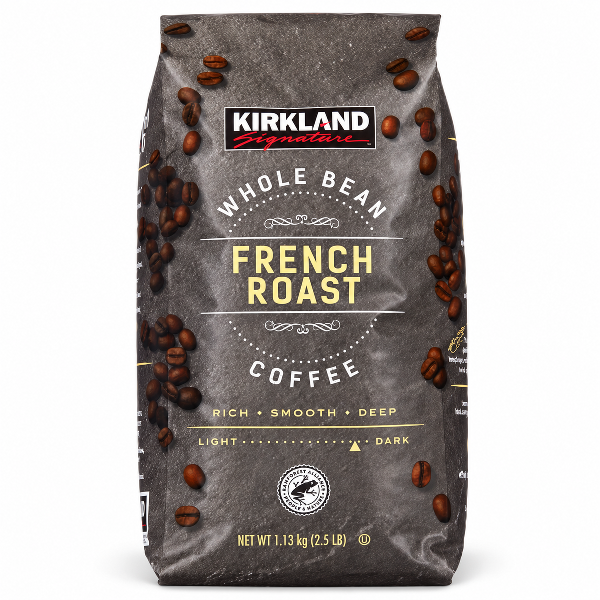 Kirkland Signature French Roast Whole Bean Coffee, Dark Roast, Rich & Smooth, 2.5 lb (40 oz)