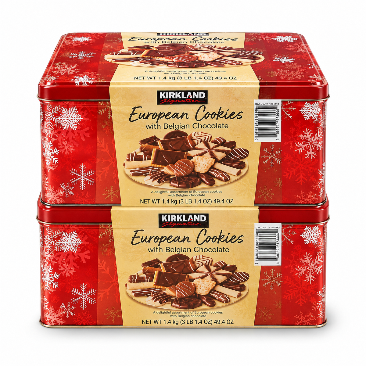 Kirkland Signature European Cookies with Belgian Chocolate, 15 Varieties, 156 Cookies per Tin, 49.4 oz Each, 2 Count