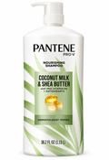 Pantene Pro-V Coconut Milk & Shea Butter Nourishing Shampoo, Pro-Vitamin B5 + Antioxidants, Frizz Control, Pump Bottle, 38.2 fl oz