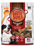 Nylabone Broth Bones All-Natural Edible Dog Chew Treats, Beef Flavor, Made with Real Beef Bone Broth, Highly Digestible, 60 Count