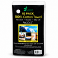 Green Lifestyle 100% Cotton Terry Towels, 52 Pack, 14" x 17", Absorbent Heavyweight Reusable Cleaning Towels, White