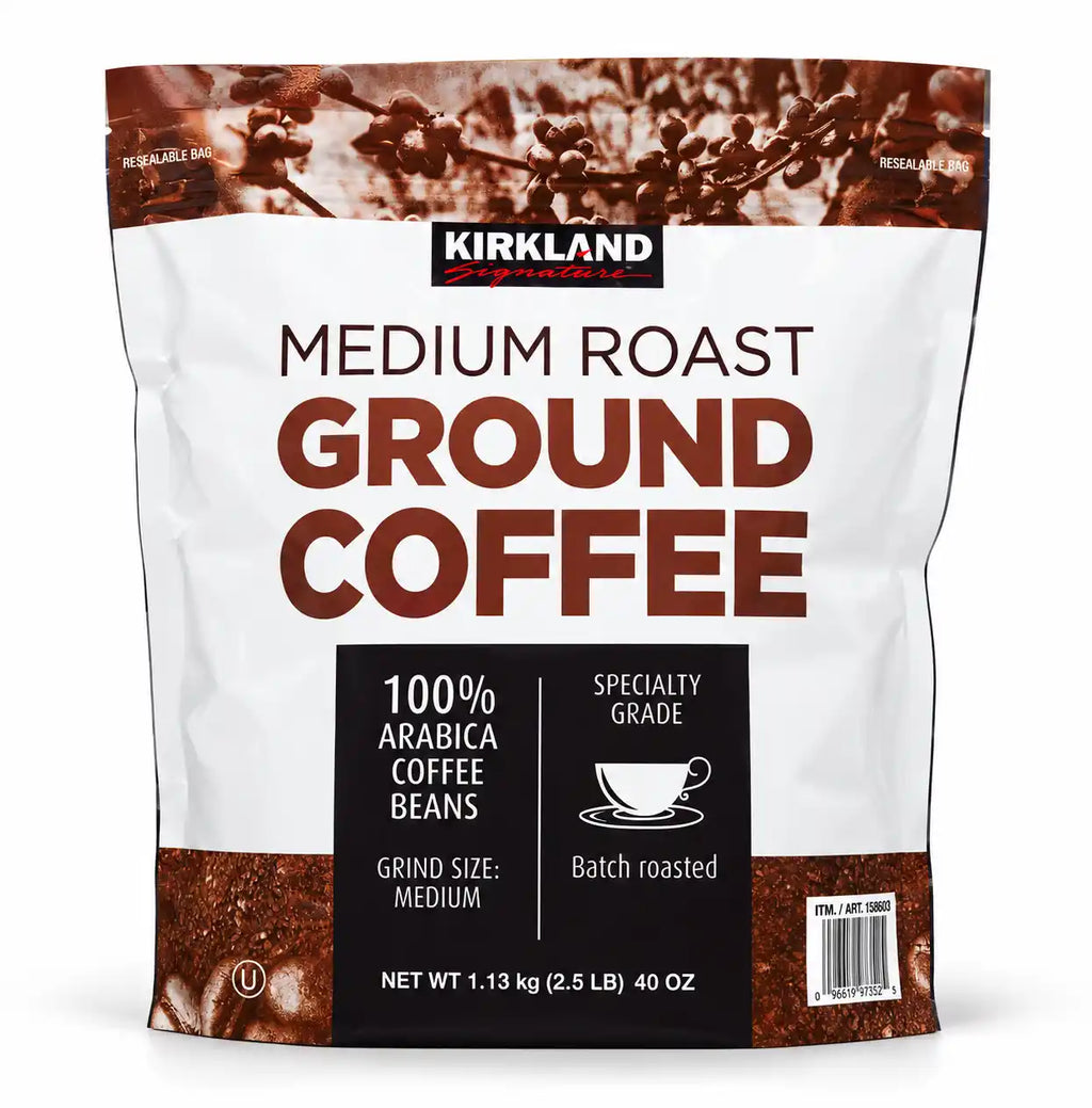 Kirkland Signature Medium Roast Ground Coffee, 100% Arabica Beans, Specialty Grade, Medium Grind, Batch Roasted, 40 oz (2.5 lb), Resealable Bag