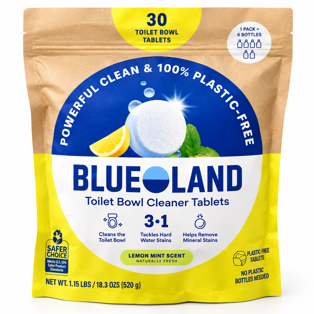 Blueland Toilet Bowl Cleaner Tablets, Lemon Mint Scent, 30 Count, 3-in-1 Plastic-Free Toilet Cleaning Tablets for Hard Water & Mineral Stains