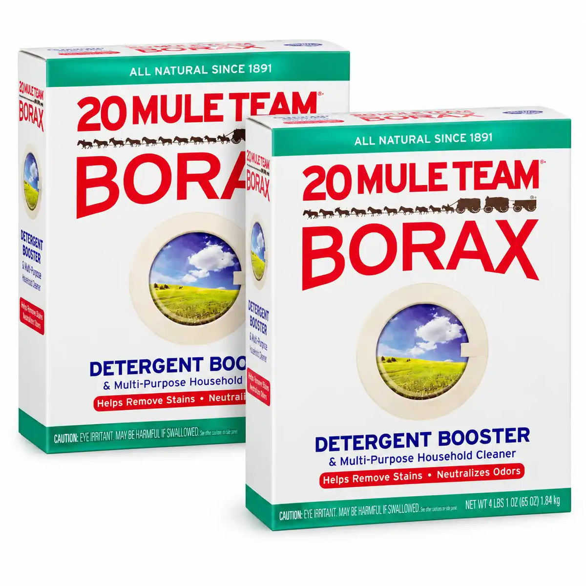 20 Mule Team Borax All Natural Laundry Detergent Booster & Multi-Purpose Household Cleaner, Helps Remove Stains & Neutralize Odors, 65 oz (Pack of 2)