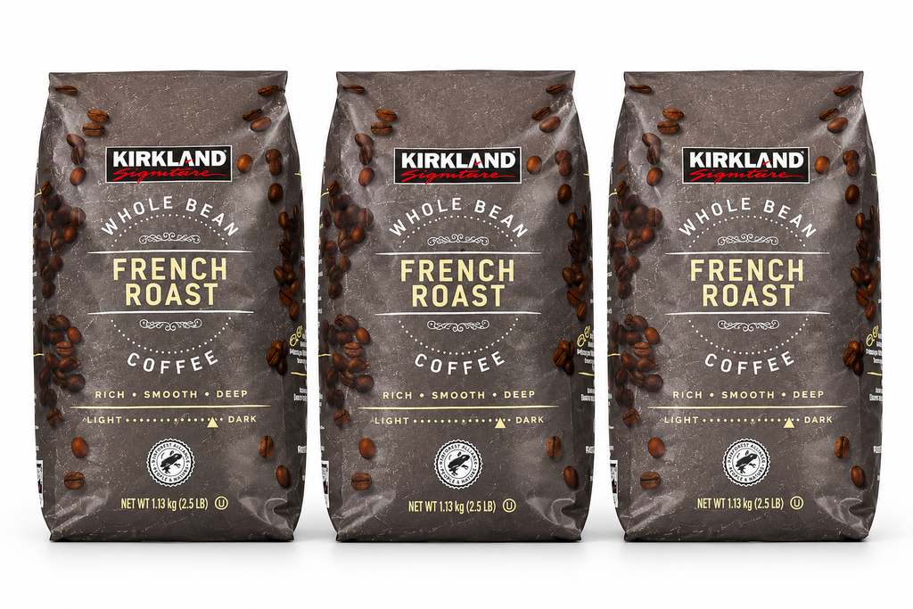 Kirkland Signature French Roast Whole Bean Coffee, Dark Roast, Rich & Smoky Flavor, 2.5 lb Bags, 3-Pack (7.5 lbs Total)