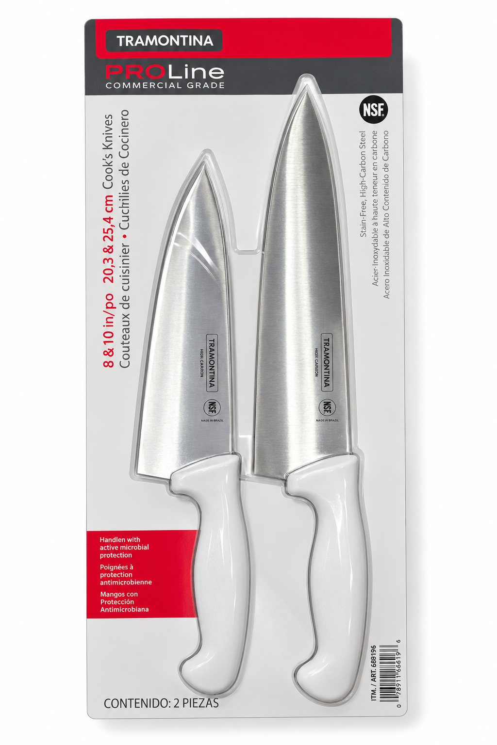 Tramontina PRO Line Commercial Grade Cook’s Knife Set, 8" & 10", High-Carbon Stainless Steel, 2-Piece
