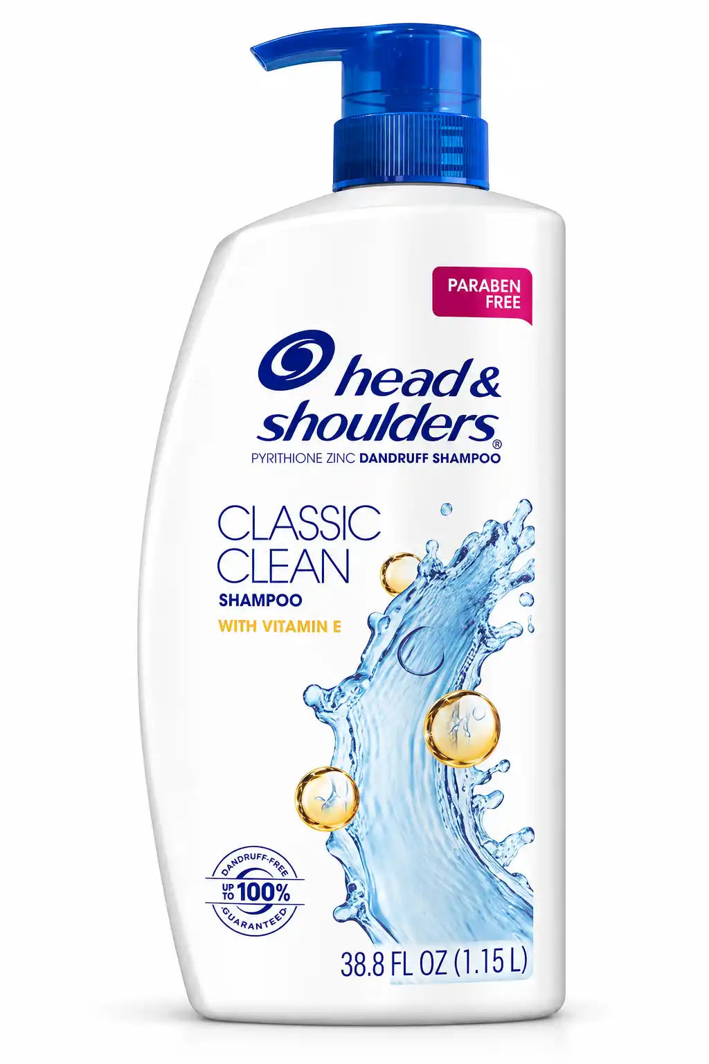 Head & Shoulders Classic Clean Anti-Dandruff Shampoo with Vitamin E, Paraben-Free, Daily Scalp Care, 38.8 fl oz (1.15 L)