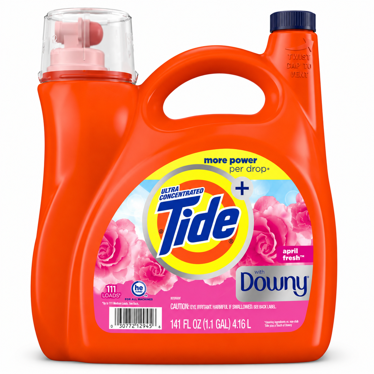 Tide Ultra Concentrated Liquid Laundry Detergent with Downy, April Fresh, HE Compatible, 111 Loads, 141 fl oz