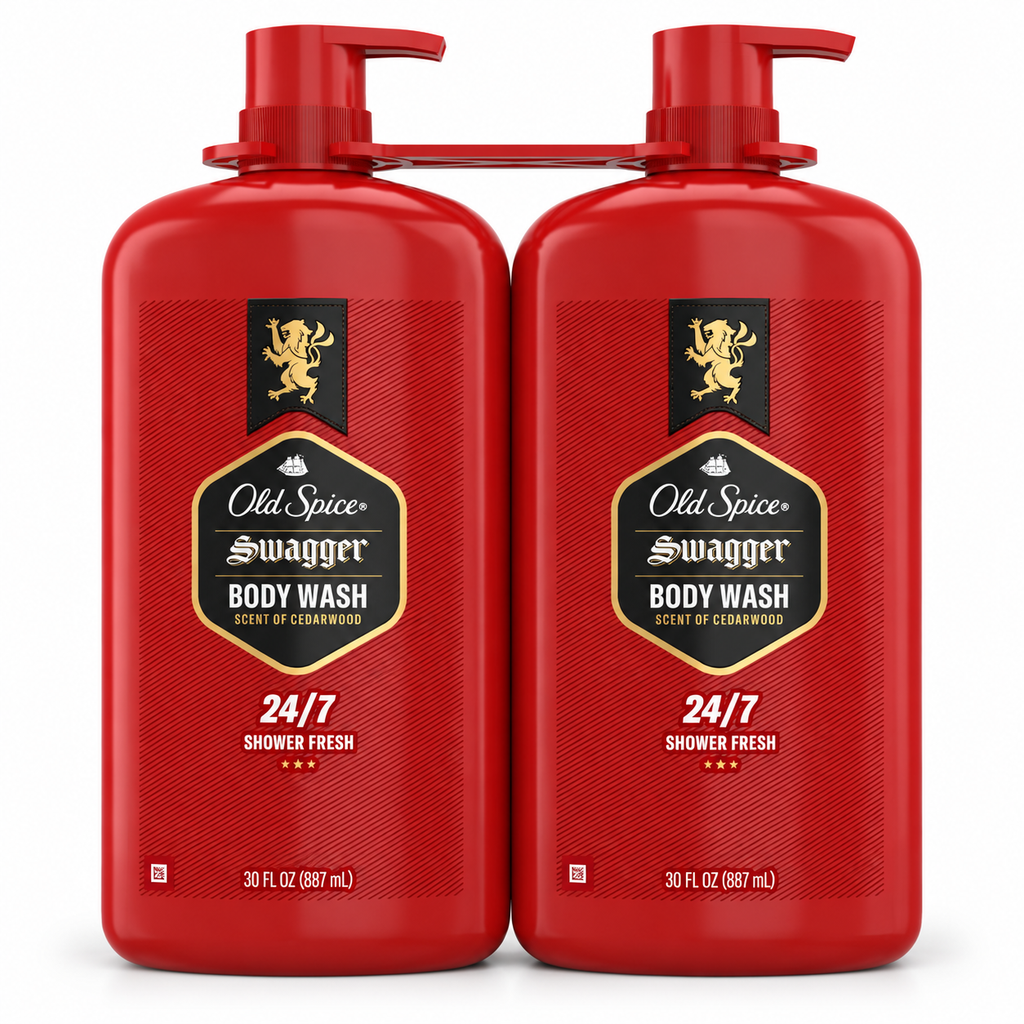 Old Spice Swagger Body Wash for Men, Cedarwood Scent, 24/7 Shower Fresh, 30 fl oz Each, 2 Pack (60 fl oz Total)