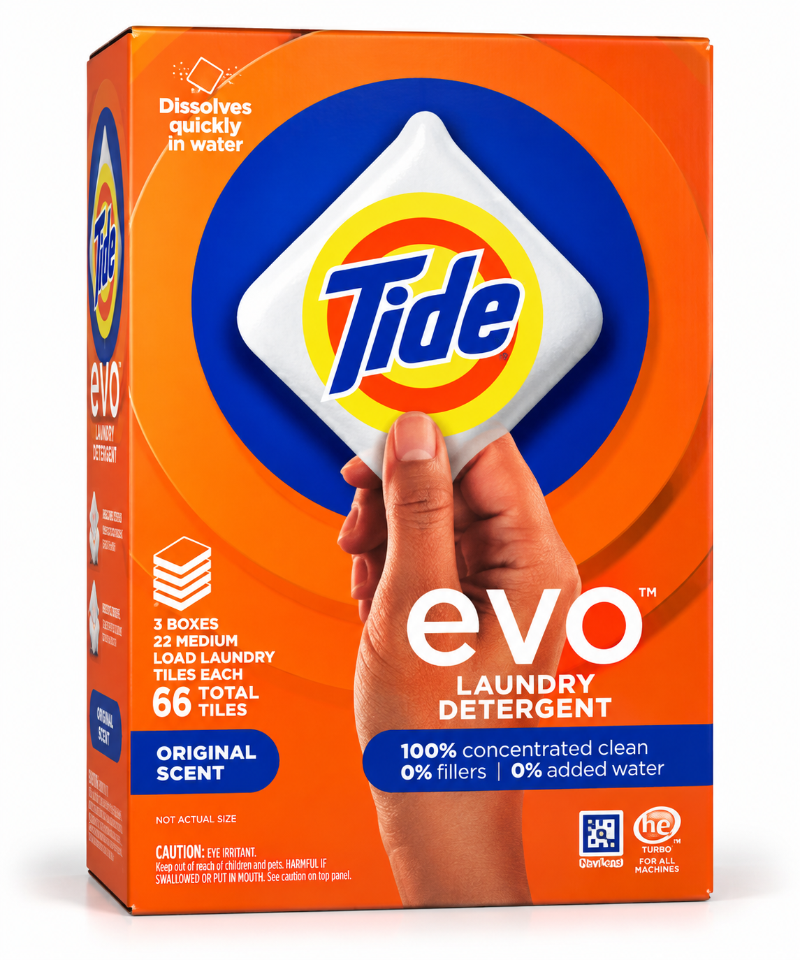 Tide evo Laundry Detergent Tiles, Original Scent, Quick Dissolve, HE Compatible, 66 Count