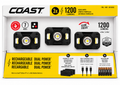 COAST CH1200R Rechargeable Dual Power LED Headlamp 3-Pack, 1200 Lumens, USB-C Rechargeable, Tri-Color Lighting, Adjustable Focus Beam