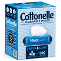 Cottonelle Fresh Care Flushable Wipes, 560 Total Wipes, 10 Packs of 56, Hypoallergenic Moist Cleansing Wipes