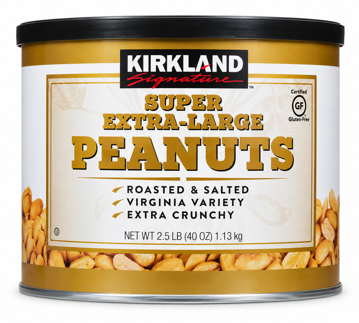 Kirkland Signature Super Extra-Large Peanuts, Roasted & Salted Virginia Variety, Extra Crunchy, 2.5 lb (40 oz)