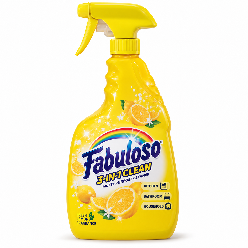 Fabuloso 3-in-1 Multi-Purpose Cleaning Spray, Lemon & Lavender Scents, Instant Grease Cutting, Long-Lasting Freshness, Kitchen & Bathroom Cleaner – Available in Lemon, Lavender & Variety 2-Pack