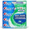 Crest Complete Plus Scope Advanced Freshness Anticavity Fluoride Toothpaste, Active Foam Striped, 8.2 oz Each, 5 Pack, 41 oz Total