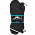 Nouvelle Legende Flame Retardant Quilted Oven Mitts, Heat-Resistant Kitchen & Outdoor Cooking Gloves, Black, 2-Pack