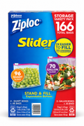 Ziploc Slider Storage Bags Variety Pack, Quart & Gallon, Expandable Bottom, 166 Count