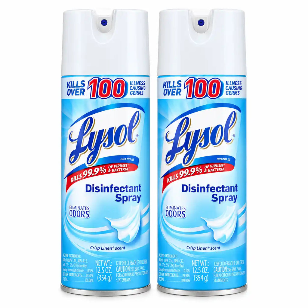 Lysol Disinfectant Spray, Crisp Linen Scent, Kills 99.9% of Viruses & Bacteria, Eliminates Odors, 12.5 oz Cans (Pack of 2)