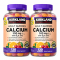 Kirkland Signature Calcium 500 mg with Vitamin D3 & Zinc, Adult Gummies, Bone & Teeth Support, 120 Gummies per Bottle, 2-Pack (240 Count)