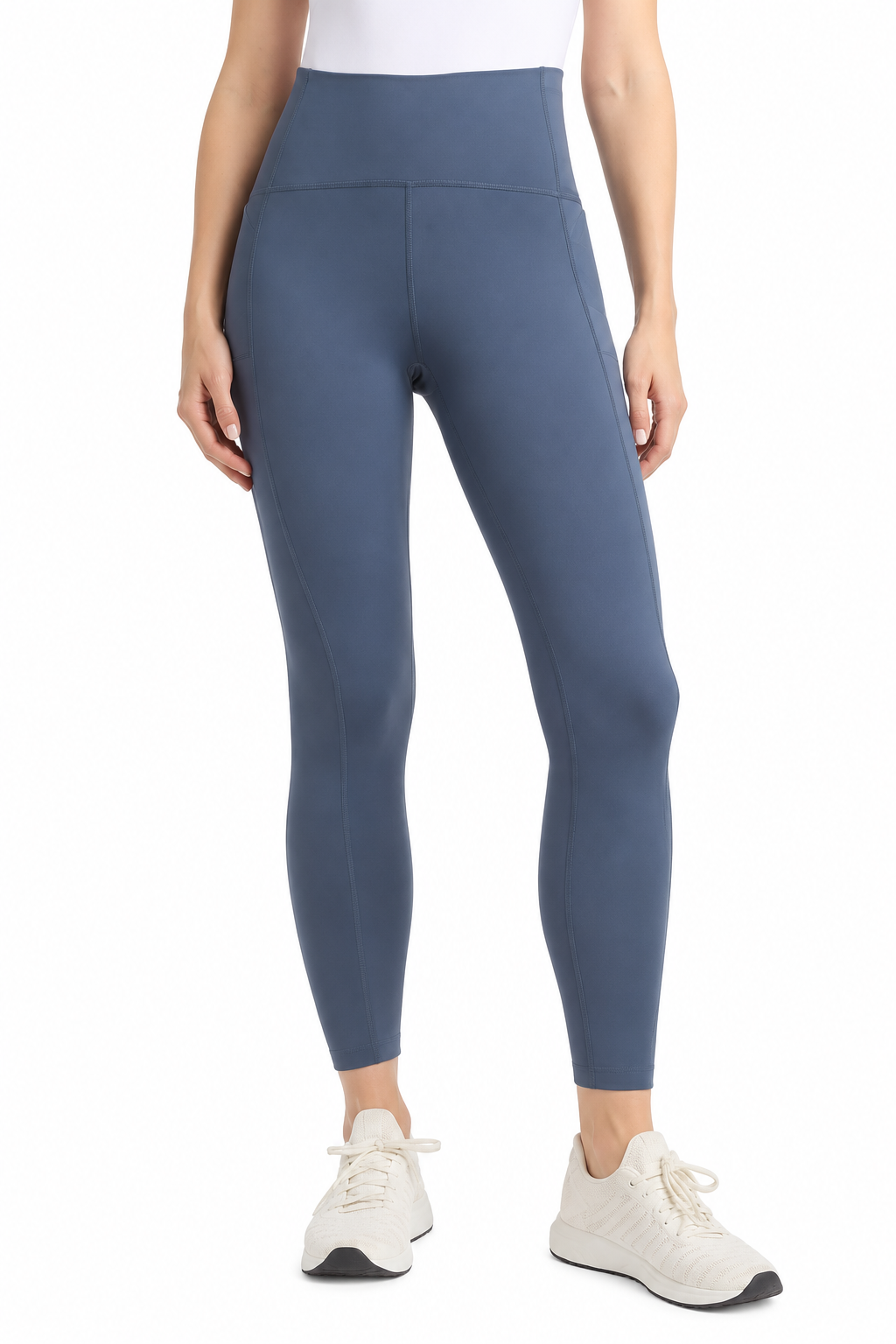 Danskin Women's Streamline Pocket Leggings, High-Waisted Activewear Pants, Light Navy Blue, XX-Large, Regular