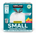 Kirkland Signature Scented Small Drawstring Trash Bags, 4 Gallon, Clean Citrus, 200 Count
