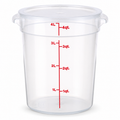 4 Qt Round Food Storage Container with Lid, Clear Graduated Container, Red Quart & Liter Measurement Markings, 3.8 L Capacity