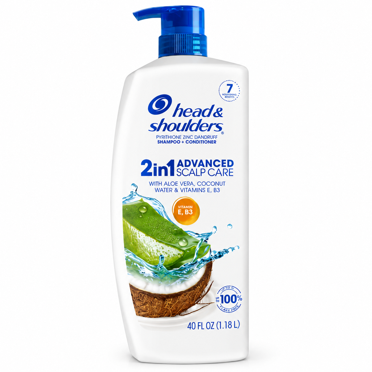 Head & Shoulders 2-in-1 Advanced Scalp Care Anti-Dandruff Shampoo & Conditioner with Aloe & Coconut Water, Vitamin E & B3, 40 fl oz