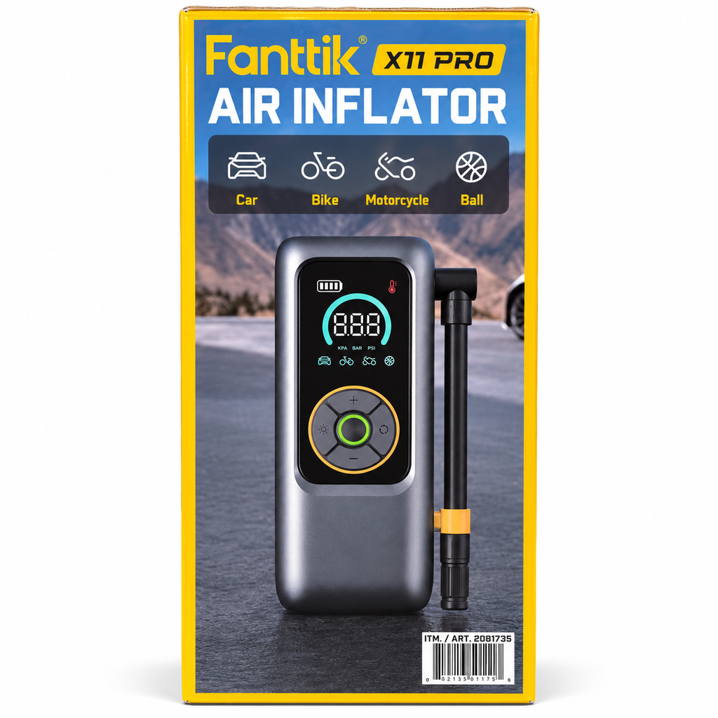 Fanttik X11 Pro Portable Tire Inflator, Cordless Rechargeable Air Compressor, 150 PSI Digital Tire Pump with LED Flashlight for Cars, Bikes, Motorcycles & Balls