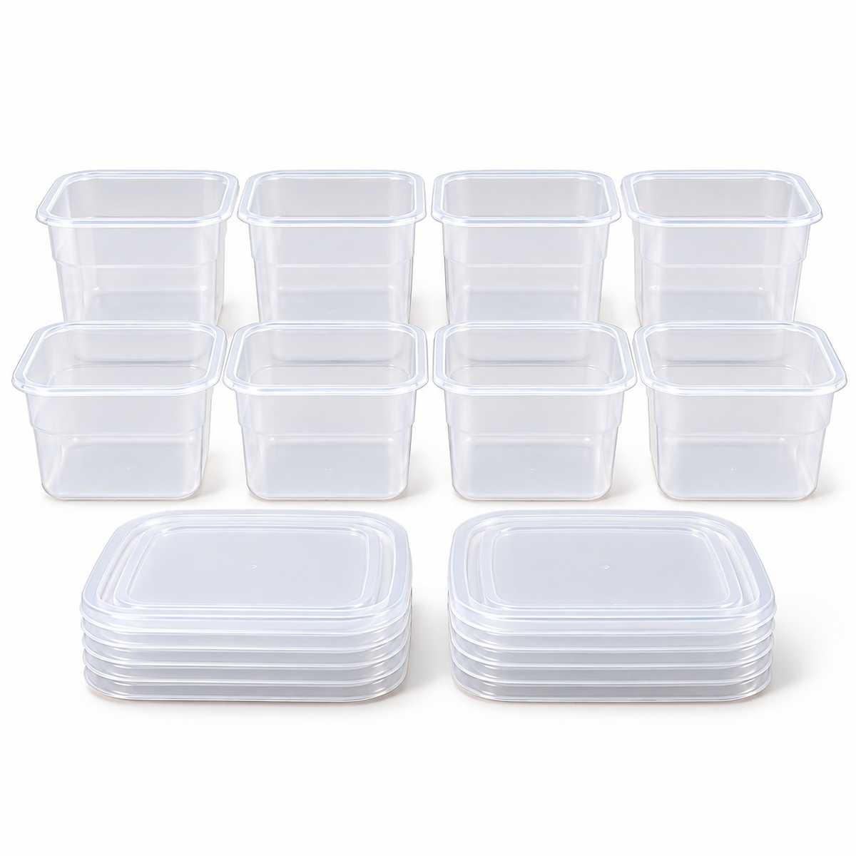 Cambro Food Storage Containers with Lids, 16-Piece Set, BPA-Free, NSF Certified, Made in USA, Clear Square Containers, 0.5 QT & 1 QT