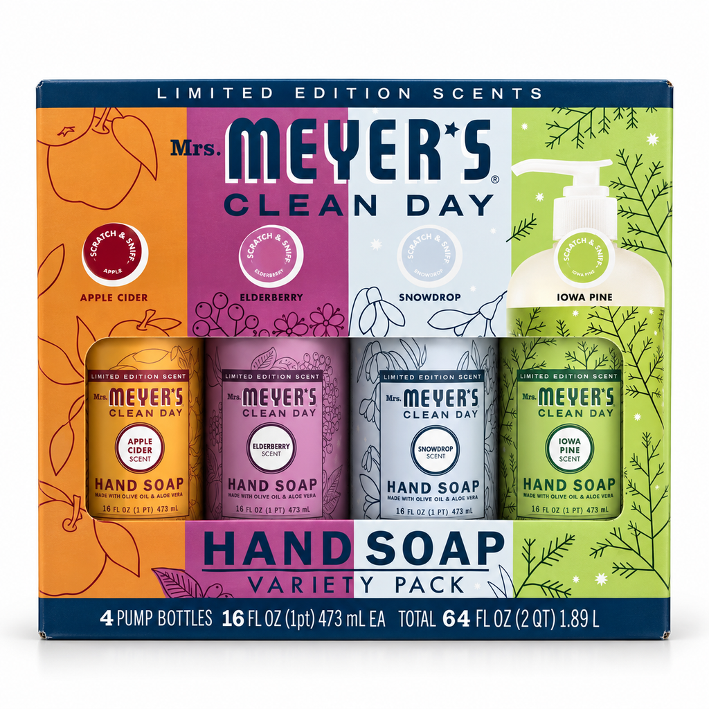 Mrs. Meyer’s Clean Day Hand Soap Variety Pack, Limited Edition Scents, 16 fl oz Each, 4 Count