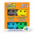 Scrub Daddy Colors Variety Pack, 8 Count, FlexTexture Scratch-Free Scrub Sponges, Odor-Resistant, Firm in Cold Water & Soft in Warm Water, Multicolor