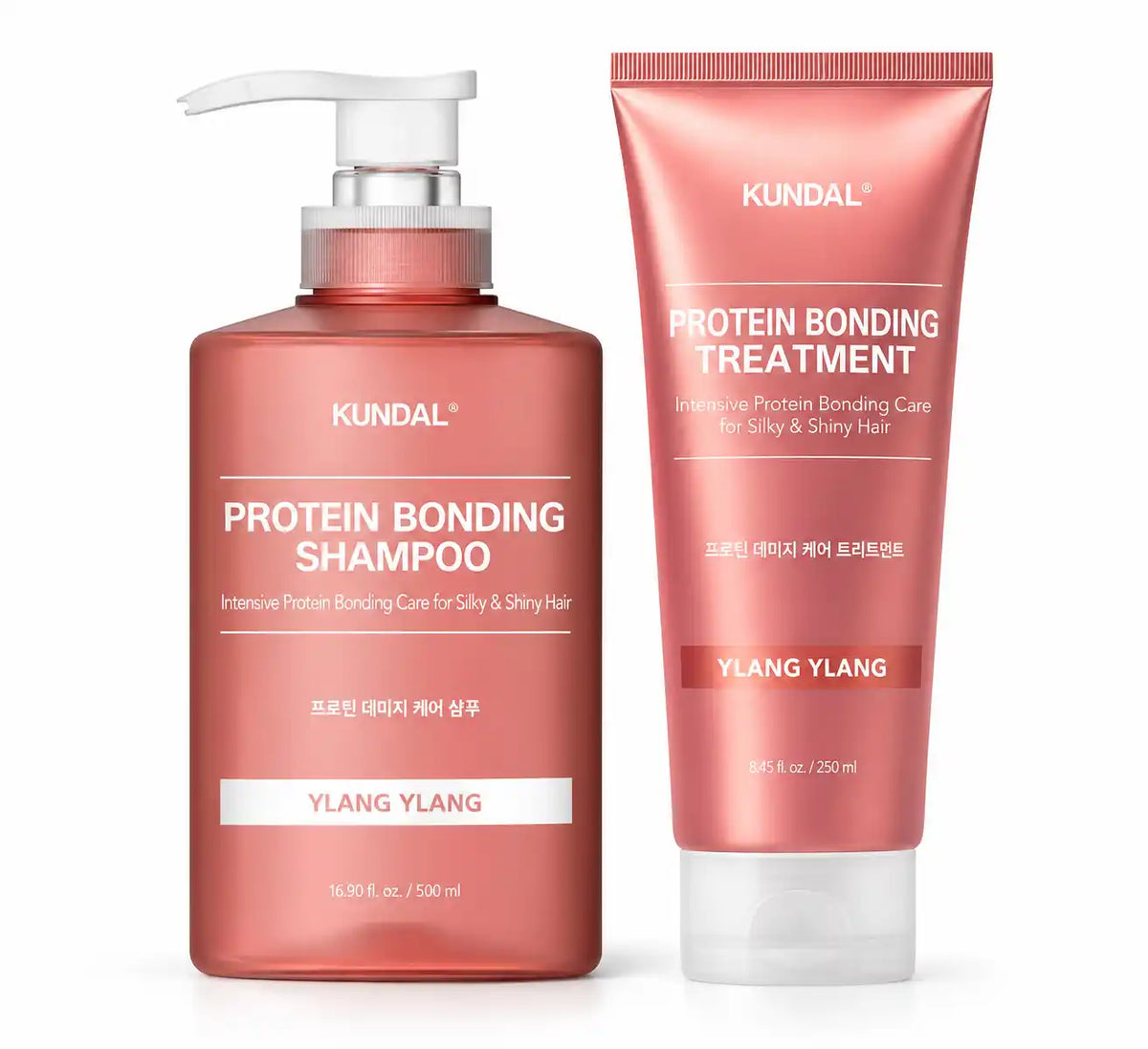 KUNDAL Protein Bonding Shampoo & Treatment Set, Ylang Ylang Scent, Intensive Hair Care for Silky & Shiny Hair, 500 ml Shampoo + 250 ml Treatment, 2-Piece Set