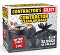 Contractor's Select Extra Thick Contractor Clean-Up Bags, 42 Gallon, 3 Mil Heavy-Duty Black Trash Bags, 32 Count