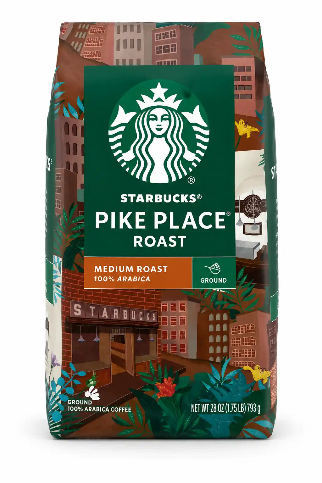 Starbucks Pike Place Roast Ground Coffee, Medium Roast, 100% Arabica Coffee, Smooth & Balanced, 28 oz (793 g)