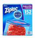 Ziploc Gallon Freezer Bags, Double Zipper Grip 'n Seal Technology, Easy Open Tabs, Freezer-Safe Food Storage Bags, 152 Count