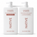 Native Cashmere & Vanilla Restorative Clean Shampoo & Conditioner Set, Sulfate-Free Shampoo & Silicone-Free Conditioner, 2 Pack