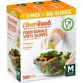 ClearTouch Food Service Vinyl Gloves, Medium Size, Powder-Free, Latex-Free, Disposable Gloves for Food Handling, Cooking, Cleaning & Everyday Use, 300 Count (3 Pack)