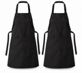 Nouvelle Legende Commercial Grade Kitchen Bib Aprons, Black, One Size, 2 Pack