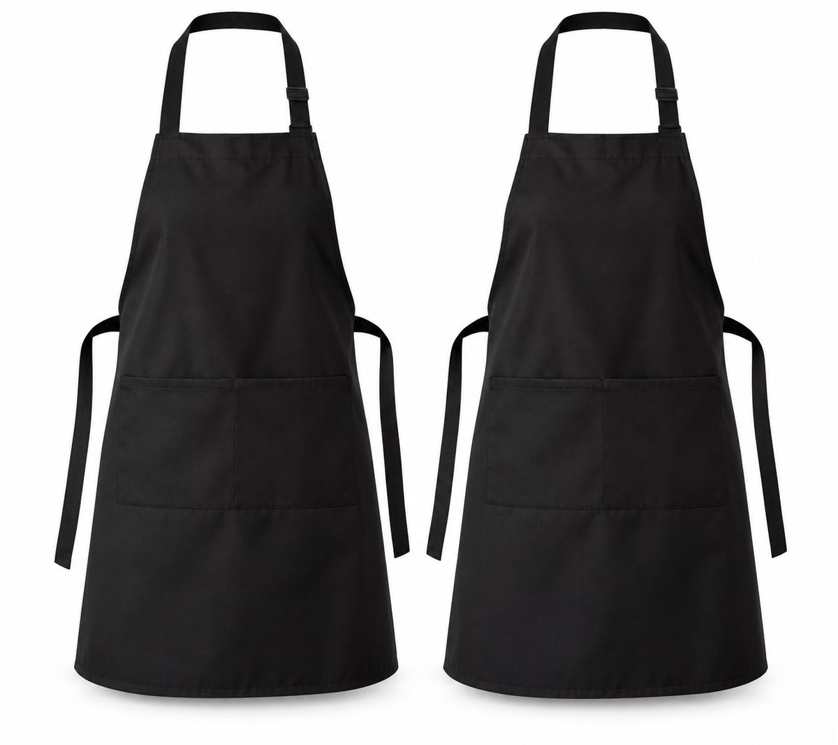 Nouvelle Legende Commercial Grade Kitchen Bib Aprons, Black, One Size, 2 Pack