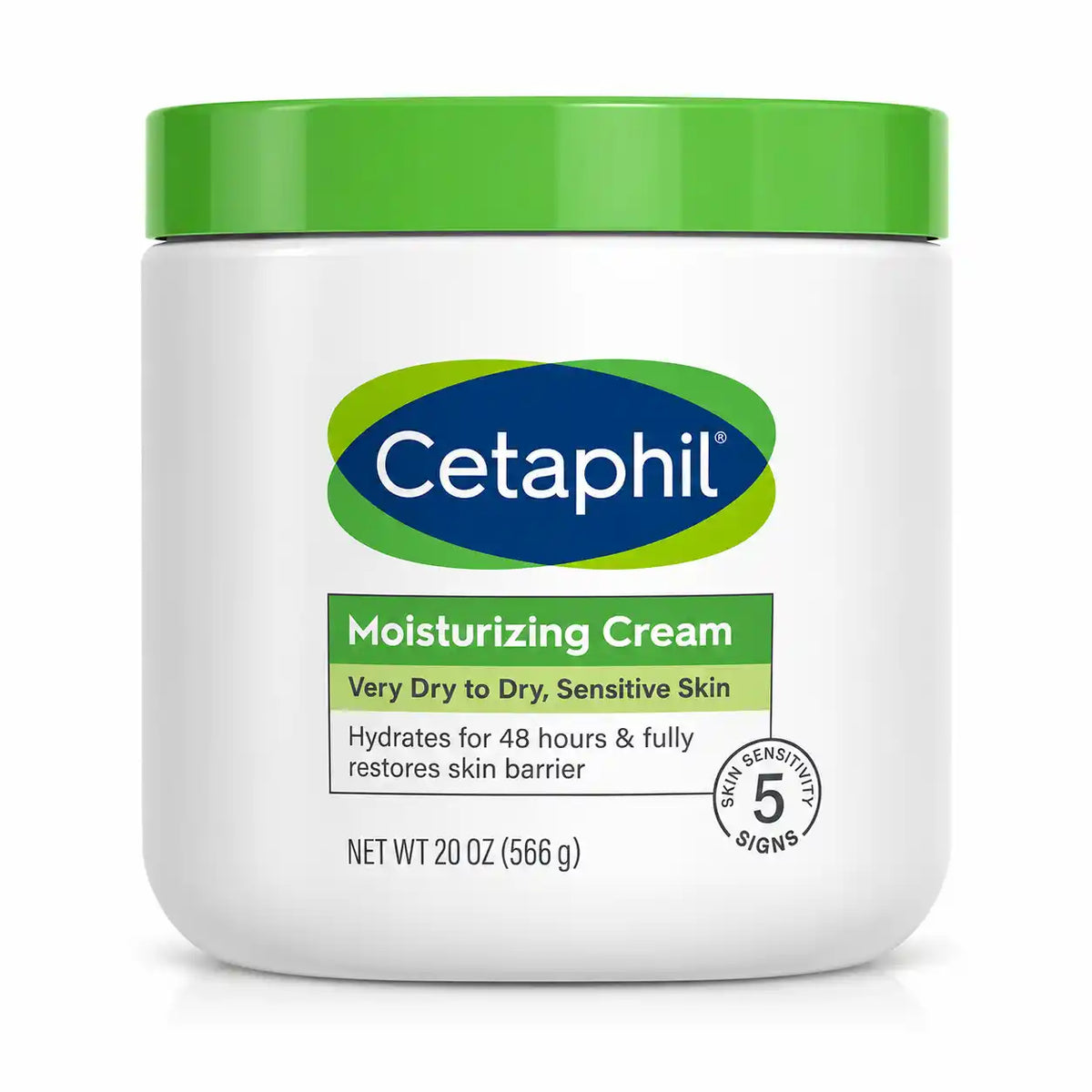 Cetaphil Moisturizing Cream for Very Dry to Dry Sensitive Skin, 48-Hour Hydration & Skin Barrier Support, 20 oz (566 g)