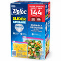 Ziploc Slider Storage Bags Variety Pack, Power Shield Technology, Gallon & Quart Sizes, 144 Total Bags (60 Gallon + 84 Quart)