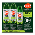 OFF! Deep Woods Dry Insect Repellent VIII, 3-Pack Value, 2 × 6 oz + 1 × 4 oz, Up to 8 Hours Mosquito Protection