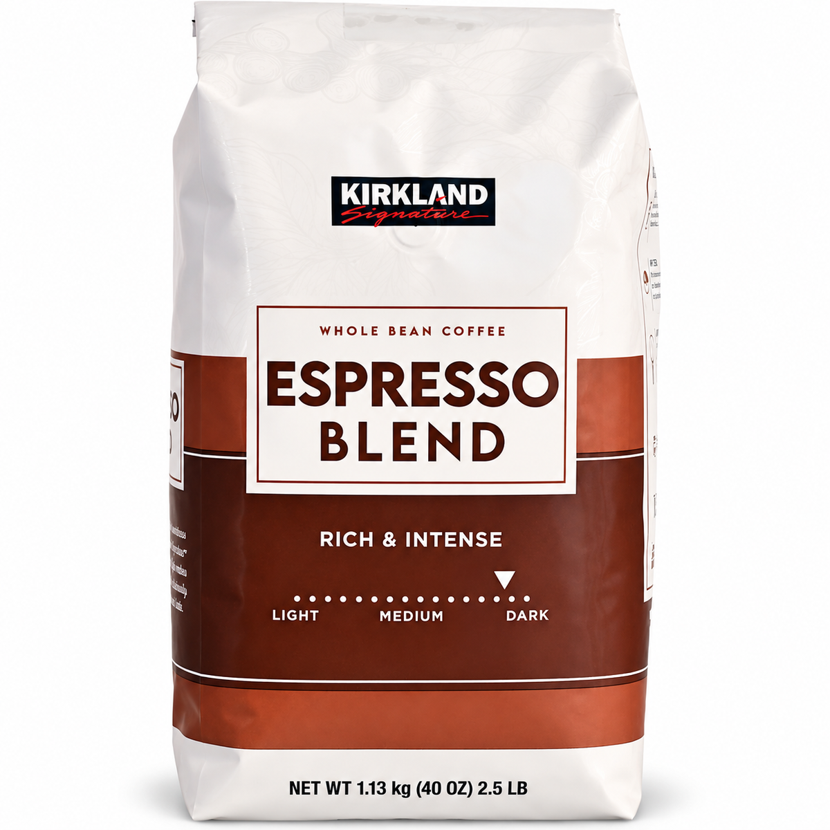 Kirkland Signature Espresso Blend Whole Bean Coffee, Rich & Intense Dark Roast Profile, 40 oz (2.5 lb / 1.13 kg)