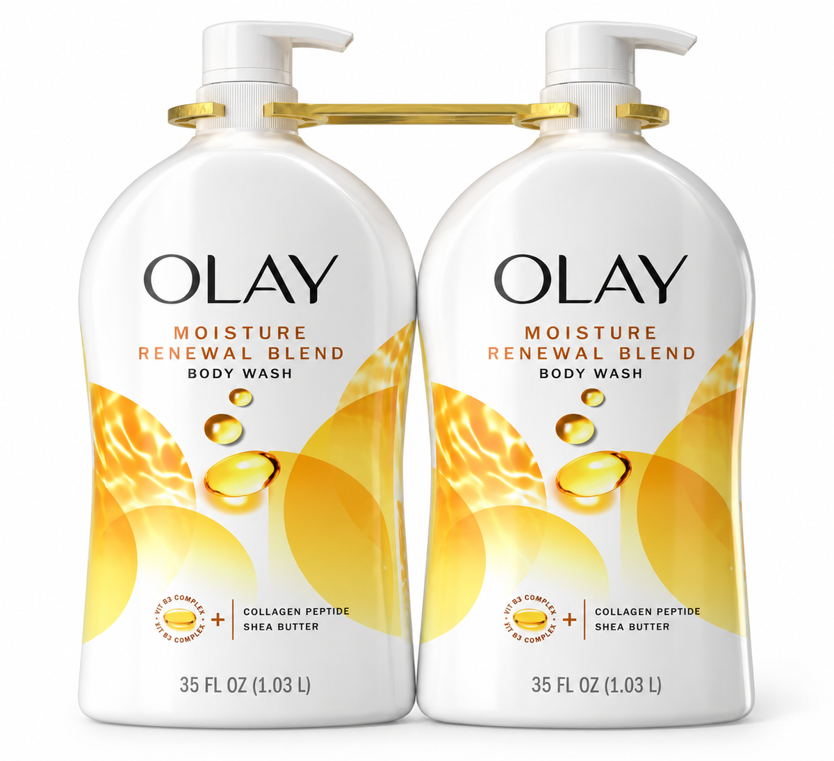 Olay Ultra Moisture Renewal Blend Body Wash with Collagen Peptide & Shea Butter, Moisturizing Body Cleanser, 35 fl oz Each, 2-Pack (70 fl oz Total)
