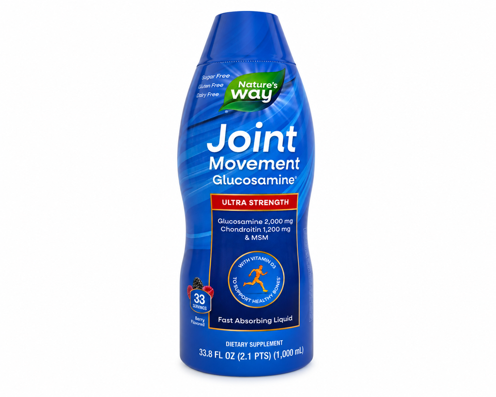 Nature's Way Joint Movement Glucosamine Ultra Strength Liquid with Chondroitin, MSM, Hyaluronic Acid & Vitamin D3, Berry Flavor, 33.8 fl oz