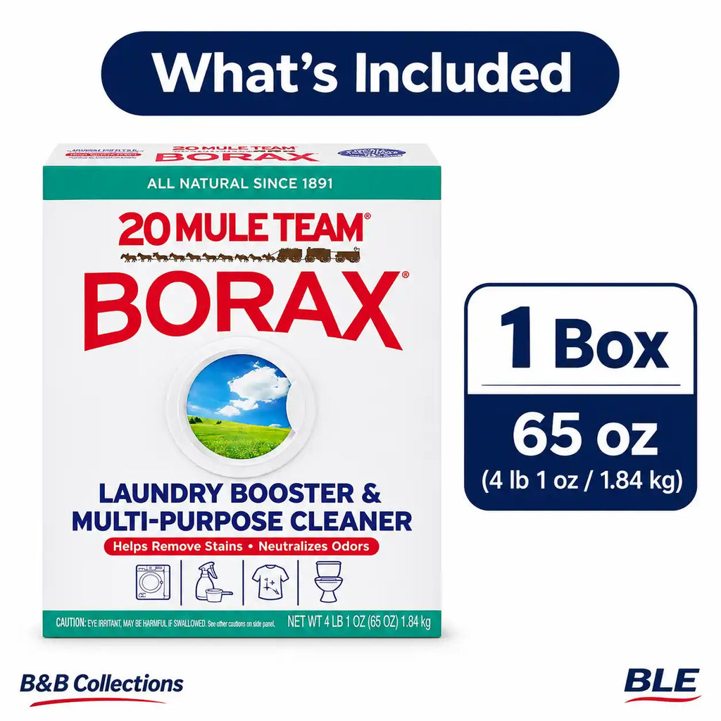 20 Mule Team Borax Laundry Booster & Multi-Purpose Cleaner, 65 oz (4 lb 1 oz), Natural Mineral Powder, Stain & Odor Remover
