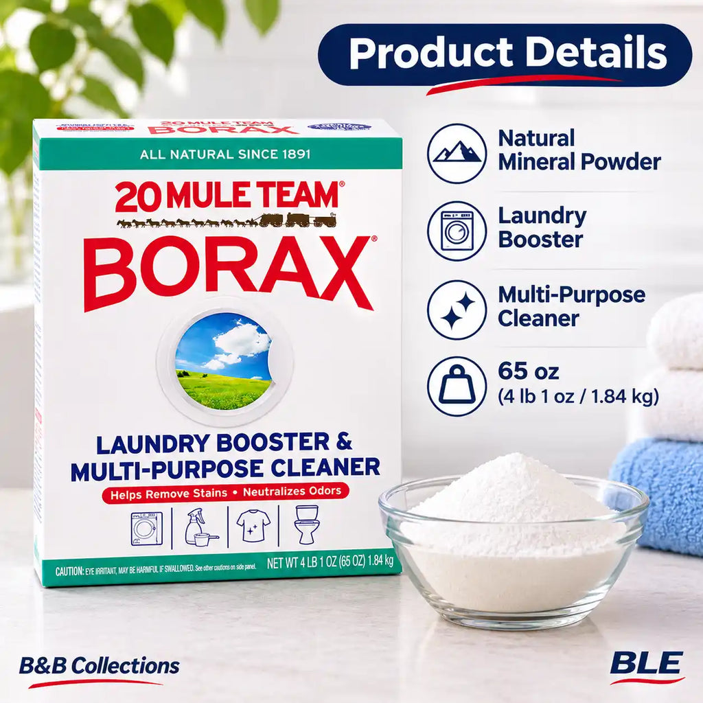 20 Mule Team Borax Laundry Booster & Multi-Purpose Cleaner, 65 oz (4 lb 1 oz), Natural Mineral Powder, Stain & Odor Remover